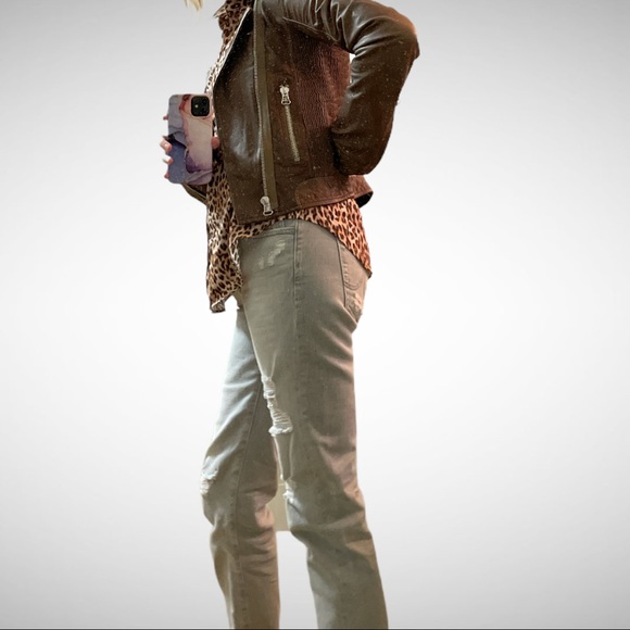 Joe’s Jeans Vintage Taupe Leather Moto Jacket XS - Picture 2 of 14